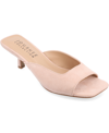 Journee Collection Womens Medium And Wide Width Larna Slip On Kitten Heel Open Toe Pumps In Pink