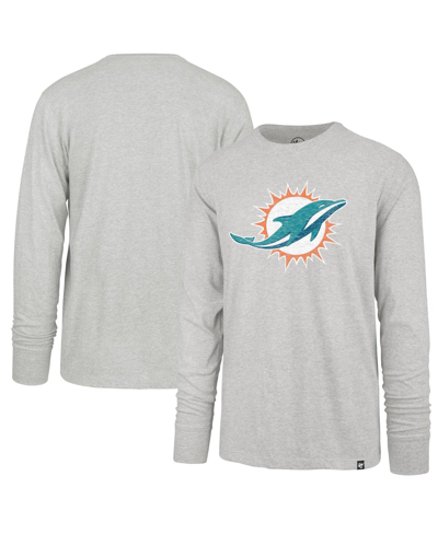 47 Brand Men's ' Gray Distressed Miami Dolphins Premier Franklin Long Sleeve T-shirt