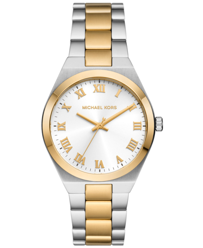 Michael Kors Women's Lennox Three-hand Two-tone Stainless Steel Watch 37mm In Silver/two-tone