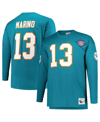 Mitchell & Ness Dan Marino Aqua Miami Dolphins Big & Tall Cut & Sew Player Name & Number Long Sleeve In Aqua