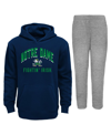 OUTERSTUFF TODDLER BOYS AND GIRLS NAVY, GRAY NOTRE DAME FIGHTING IRISH PLAY-BY-PLAY PULLOVER FLEECE HOODIE AND 