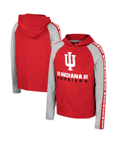 Colosseum Kids' Big Boys  Crimson Indiana Hoosiers Ned Raglan Long Sleeve Hooded T-shirt