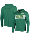 47 BRAND MEN'S '47 BRAND GREEN DISTRESSED GREEN BAY PACKERS FIELD FRANKLIN HOODED LONG SLEEVE T-SHIRT