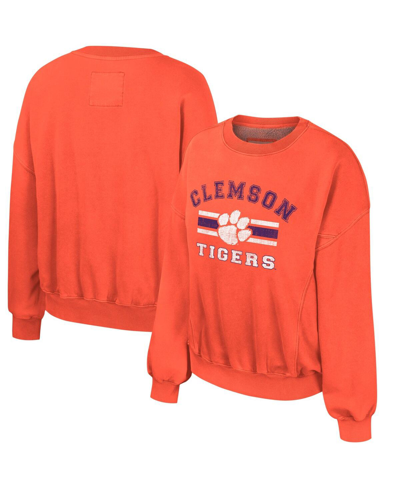 Colosseum Women's  Orange Clemson Tigers Audrey Washed Pullover Sweatshirt