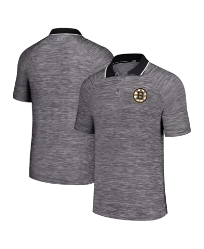 Msx By Michael Strahan Men's  Gray Boston Bruins Strategy Raglan Polo Shirt