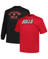 FANATICS MEN'S FANATICS RED, BLACK CHICAGO BULLS BIG AND TALL SHORT SLEEVE AND LONG SLEEVE T-SHIRT SET