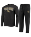 Concepts Sport Black/heathered Charcoal Wake Forest Demon Deacons Meter Long Sleeve T-shirt & Pants In Black,heathered Charcoal
