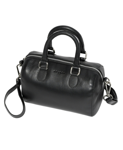 Club Rochelier Small Leather Barrel Bag With Adjustable Strap In Black