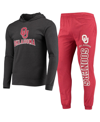 Concepts Sport Men's  Crimson, Heather Charcoal Oklahoma Sooners Meter Long Sleeve Hoodie T-shirt And In Crimson,heather Charcoal