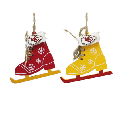Memory Company The  Kansas City Chiefs Two-pack Ice Skate Ornament Set In Red,yellow