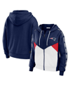 Wear By Erin Andrews Navy/white New England Patriots Color Block Light Weight Modest Crop Full-zip H In Navy,white