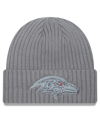 NEW ERA YOUTH BOYS AND GIRLS NEW ERA GRAY BALTIMORE RAVENS COLOR PACK CUFFED KNIT HAT