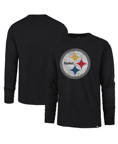 47 Brand Men's ' Black Distressed Pittsburgh Steelers Premier Franklin Long Sleeve T-shirt