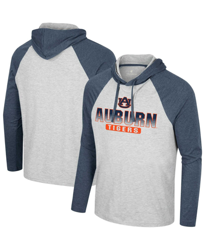 Colosseum Men's  Heather Grey Auburn Tigers Hasta La Vista Raglan Hoodie Long Sleeve T-shirt In Heather Gray