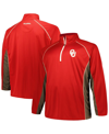 PROFILE MEN'S PROFILE CRIMSON OKLAHOMA SOONERS BIG AND TALL QUARTER-ZIP RAGLAN JACKET