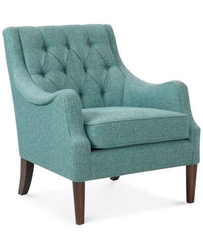 Madison Park Qwen 33.5" High Button Tufted Accent Chair In Teal