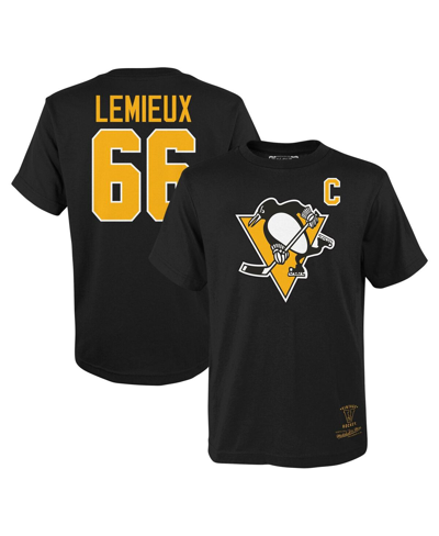 Mitchell & Ness Kids' Big Boys  Mario Lemieux Black Pittsburgh Penguins Name And Number T-shirt