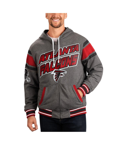 G-iii Sports By Carl Banks Men's  Gray, Red Atlanta Falcons Extreme Full Back Reversible Hoodie Full- In Gray,red