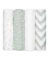 Comfy Cubs Muslin Swaddle Blankets, Pack Of 4 In Green