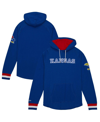 MITCHELL & NESS MEN'S MITCHELL & NESS ROYAL KANSAS JAYHAWKS LEGENDARY RAGLAN PULLOVER HOODIE