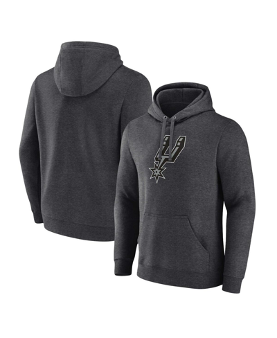 Fanatics Men's  Heather Charcoal San Antonio Spurs Primary Logo Pullover Hoodie
