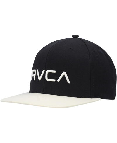 Rvca Men's  Black, White Twill Ii Snapback Hat In Black,white