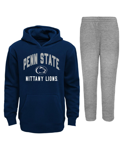 OUTERSTUFF TODDLER BOYS AND GIRLS NAVY, GRAY PENN STATE NITTANY LIONS PLAY-BY-PLAY PULLOVER FLEECE HOODIE AND P