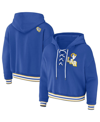 Wear By Erin Andrews Royal Los Angeles Rams Lace-up Pullover Hoodie In Royal