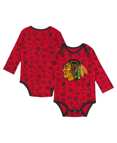 Outerstuff Babies' Infant Boys And Girls Red Chicago Blackhawks Dynamic Defender Long Sleeve Bodysuit