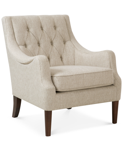 Madison Park Qwen 33.5" High Button Tufted Accent Chair In Beige