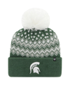 47 BRAND WOMEN'S '47 BRAND GREEN MICHIGAN STATE SPARTANS ELSA CUFFED KNIT HAT WITH POM