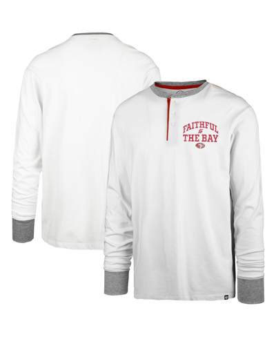 47 Brand Men's ' Cream Distressed San Francisco 49ers Faithful To The Bay Pats Peek Henley T-shirt