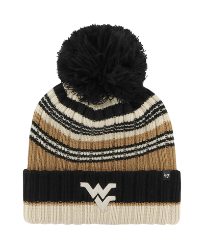 47 Brand Women's ' Khaki West Virginia Mountaineers Barista Cuffed Knit Hat With Pom