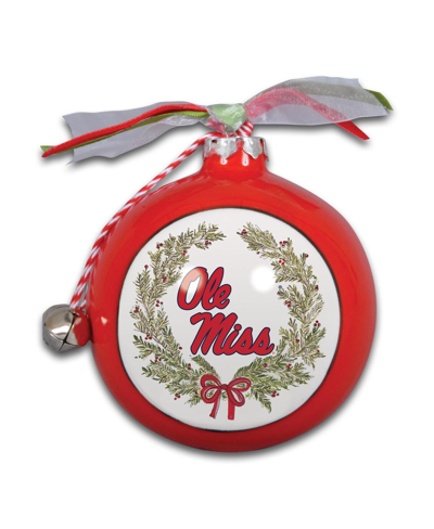 Magnolia Lane Ole Miss Rebels Wreath Kickoff Painted Ornament In Red