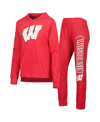 CONCEPTS SPORT WOMEN'S CONCEPTS SPORT RED DISTRESSED WISCONSIN BADGERS LONG SLEEVE HOODIE T-SHIRT AND PANTS SLEEP S