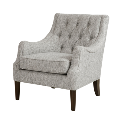 Madison Park Qwen 33.5" High Button Tufted Accent Chair In Grey
