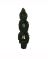 VICKERMAN 4' ARTIFICIAL GREEN BOXWOOD DOUBLE SPIRAL TOPIARY, UV RESISTANT