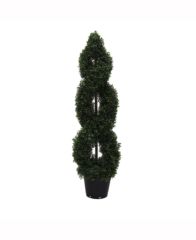 Vickerman 4' Artificial Green Boxwood Double Spiral Topiary, Uv Resistant In No Color
