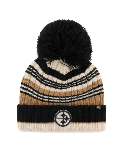 47 Brand Women's ' Natural Pittsburgh Steelers Barista Cuffed Knit Hat With Pom