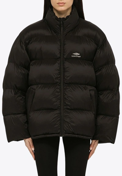 Balenciaga 3b Sports Icon Down Padded Jacket In Black
