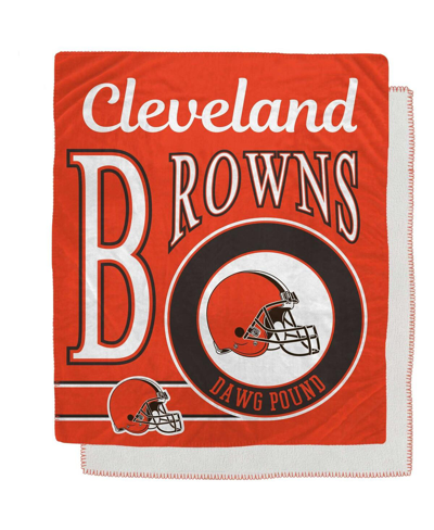 Pegasus Home Fashions Cleveland Browns 50" X 60" Retro Emblem Flannel Fleece Sherpa Blanket In Orange