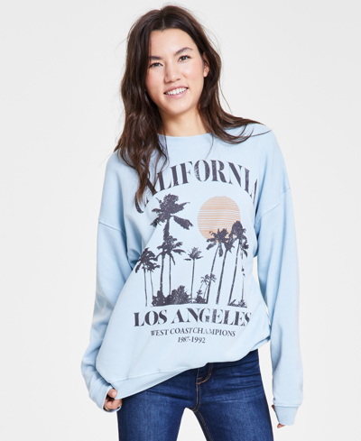 Grayson Threads, The Label Trendy Plus Size California Graphic Print Sweatshirt In Blue Min Wash
