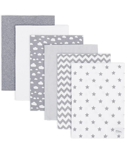 Comfy Cubs Baby Boys And Baby Girls Cotton Burp Cloths, Pack Of 6 In Gray Patten