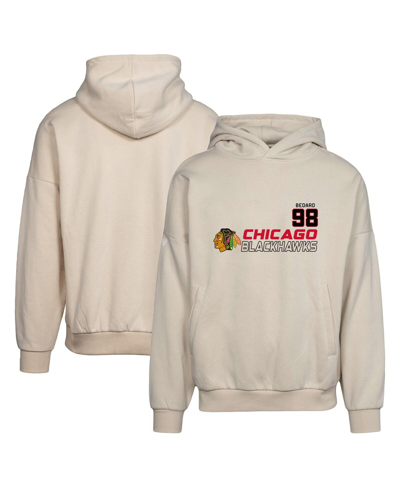 Levelwear Men's  Connor Bedard Cream Chicago Blackhawks Oscar Name And Number Oversized Pullover Hood