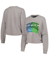 The Wild Collective Gray Milwaukee Bucks Band Cropped Long Sleeve T-shirt In Gray
