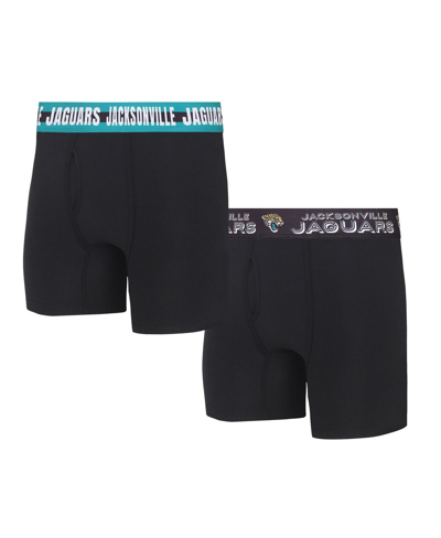 Concepts Sport Men's  Jacksonville Jaguars Gauge Knit Boxer Brief Two-pack In Black,teal