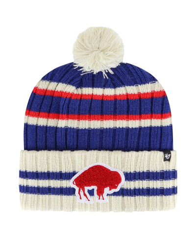 47 Brand Men's ' Royal, Cream Buffalo Bills Legacy No Huddle Cuffed Knit Hat With Pom In Multi