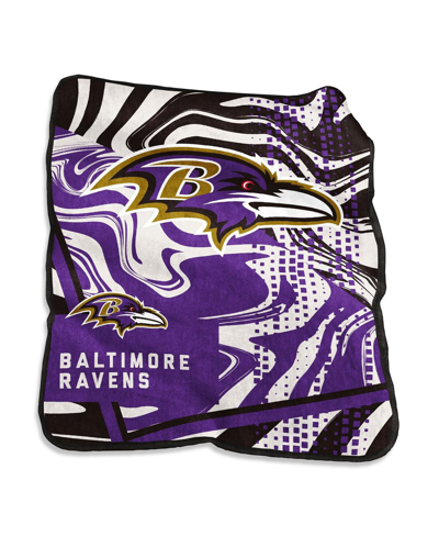 Logo Brands Baltimore Ravens 50" X 60" Swirl Raschel Throw Blanket In Multi