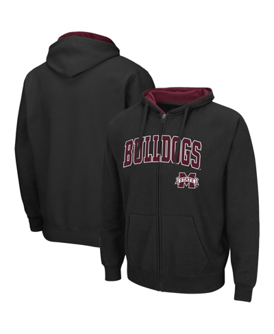 Colosseum Men's  Black Mississippi State Bulldogs Arch And Logo 3.0 Full-zip Hoodie