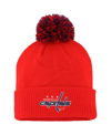 ADIDAS ORIGINALS MEN'S ADIDAS RED WASHINGTON CAPITALS COLD.RDY CUFFED KNIT HAT WITH POM